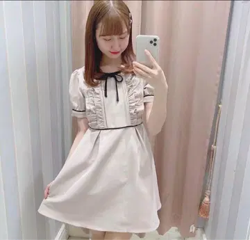 evelyn 원피스 에블린 옅은 핑크 프릴 반팔 미니 원피스