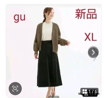 [새상품] gu 코듀로이 플레어 스커트 XL 블랙 여성용