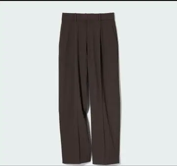 [ 새상품급 ] UNIQLO 턱 와이드 팬츠 다크 브라운 S 사이즈