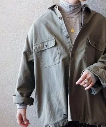 journal standard luxe 백 새틴 CPO 셔츠 블루종