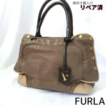 고품질 FURLA [훌라] 콤비 그라데이션 핸드백 브라운