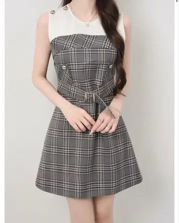 Lumignon Layered check belt dress