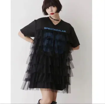 jouetie 넘버링 튤 도킹 원피스