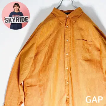 Y2K GAP 갭 셔츠 스트라이프 오렌지 XXL 빅 실루엣