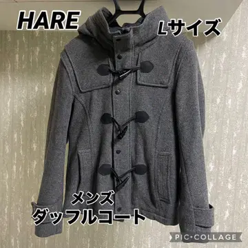 차콜 그레이 더플 코트 후드 부착 L 남성용