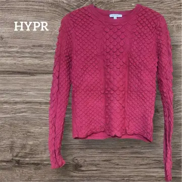 HYPR 빨간색 레드 스캘럽 무늬 니트 S/M 스웨터
