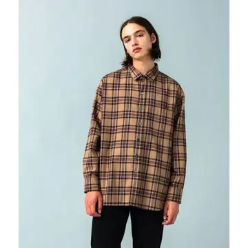 VICTIM BIG CHECK SHIRTS 체크 셔츠 베이지