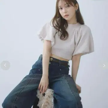 SNIDEL 디자인 슬리브 크롭 니트 풀오버