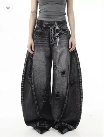 ELUVA Washed Denim Pants 블랙 데님