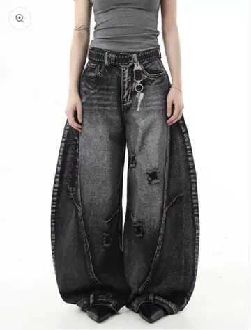 ELUVA Washed Denim Pants 블랙 데님