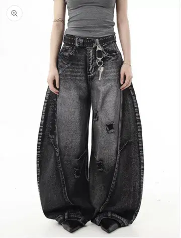 ELUVA Washed Denim Pants 블랙 데님