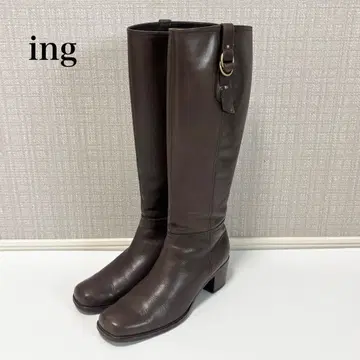 컨디션 최상 ing 잉그 자키 부츠 롱 부츠 사이드 지퍼 브라운