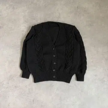 여성용 블랙 케이블 짜임 가디건 짧은 기장 여성 빈티지 아카이브