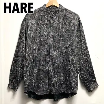 HARE 하레 올 패턴 스탠드 카라 셔츠 made in JAPAN 블랙