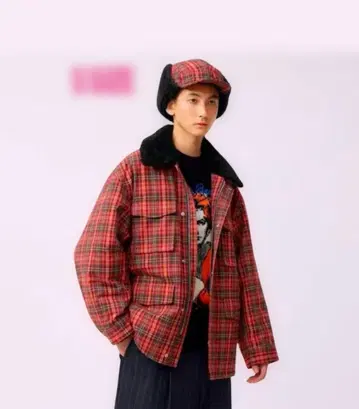 GU와 beautiful People 콜라보 체크 보아 블루종 Ssize