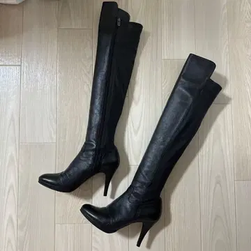 새상품급 긴자 카네마츠 롱 부츠 가죽 스틸레토 사이드 지퍼