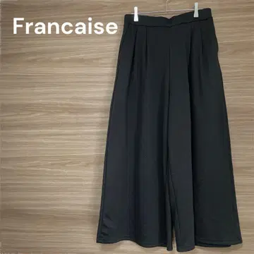 Francaise [ LL ] 블랙 턱인 가우초풍 와이드 팬츠 속기모