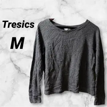 Tresics [ M ] 다크 그레이 래글런 슬리브 긴팔 원포인트 니트