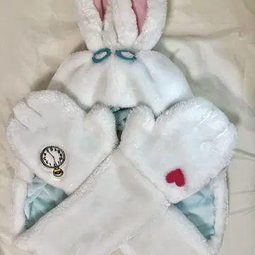 디즈니 화이트 토끼 머플러 캡