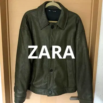 ZARA 올리브 그린 가죽 자켓