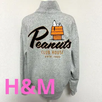 H&M PEANUTS SNOOPY 스누피 하프 지퍼 후드티