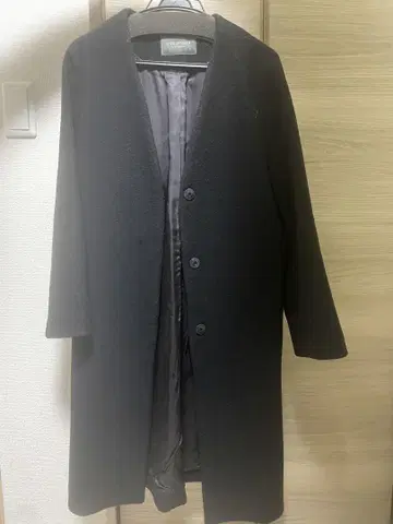 스픽 앤 스팬 노카라 코트 블랙 코트