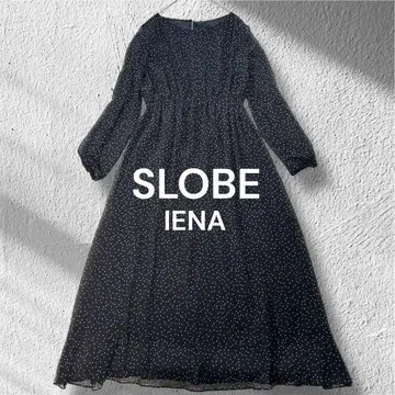 [ 새상품 택 포함 ] SLOBE IENA 도트 양류 롱 원피스 블랙