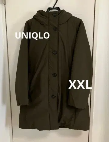 유니클로 올리브색 후드 부착 다운 자켓
