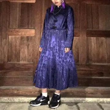 손가락이 1개 올 패턴 차이나 원피스 파랑 Free