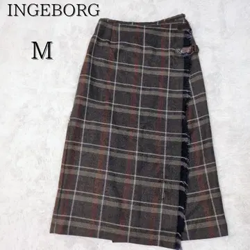 잉게보그 INGEBORG 핑크하우스 랩 스커트 체크 롱