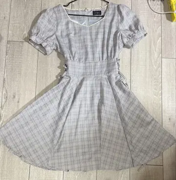 evelyn 에블린 체크 무늬 레이스업 원피스
