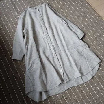 ichi 울 노카라 셔츠 원피스 겉옷
