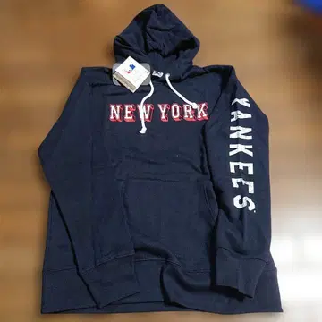 Yankees 후드 부착 후드티 네이비