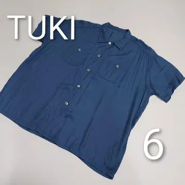[ 새상품급 ] TUKI 반팔 셔츠 블라우스 하라다복식연구소 블루 레이온