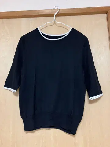 오부 소매 상의 블랙