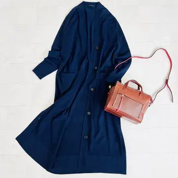 투모로우랜드 맥피 롱 가디건 니트 네이비 코디 가디건 울