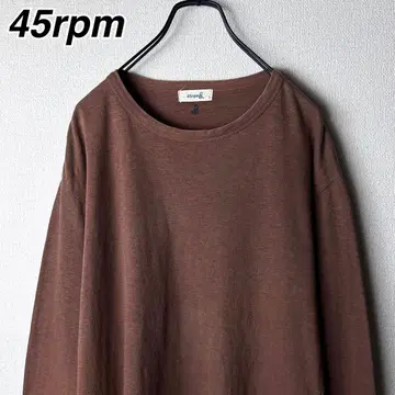 45rpm 티셔츠 롱티 원포인트 자수 브라운