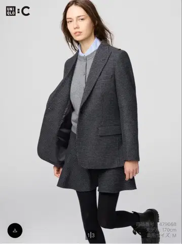 UNIQLO:C 테일러드 자켓 S 다크 그레이 체크 셋업 가능