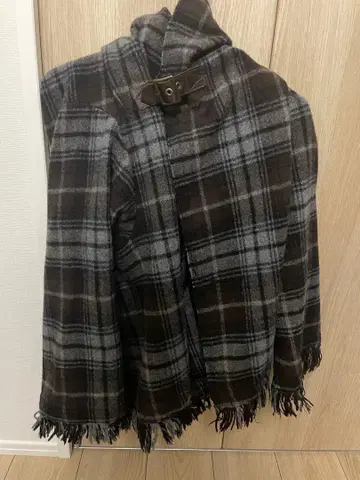 남성용 체크 무늬 판초 M 사이즈