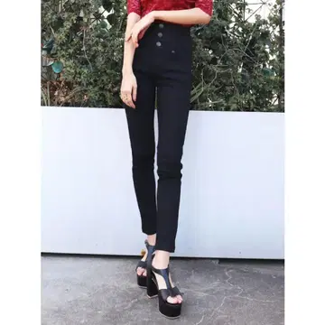 블랙 하이웨스트 스키니 데님
