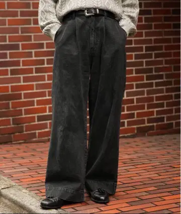 턱 와이드 데님 팬츠