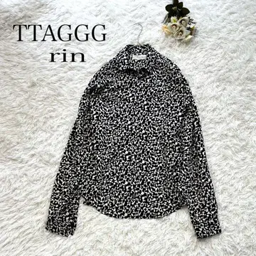 린 TTAGGG 올 패턴 셔츠 오버 사이즈 셔츠 기하학 패턴 루즈핏