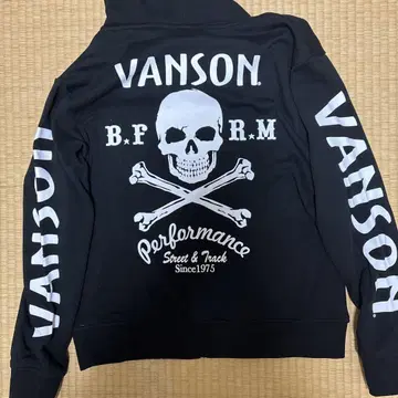 VANSON 스컬 디자인 집업 후드티