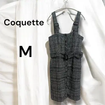 Coquette 코켓 뷔스티에 원피스 체크 벨트 포함 그레이 M