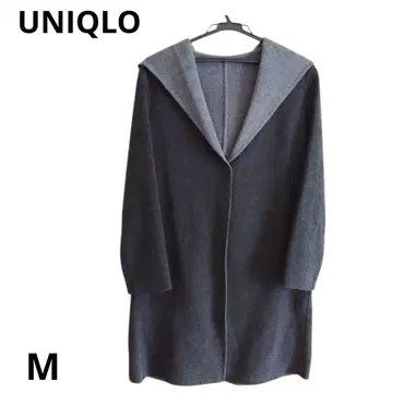 UNIQLO 더블 페이스 후디드 코트 다크 그레이 M 심플