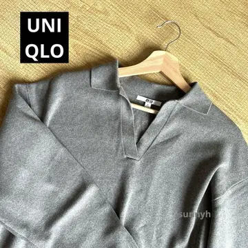 UNIQLO 스무스 코튼 릴랙스 폴로 스웨터 그레이 M