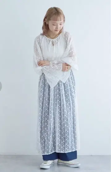 w closet 전체 레이스 롱 원피스