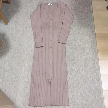 리엔다 프론트 버튼 longSLV RIB Knit OP
