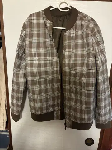 브라운 체크 XL 점퍼
