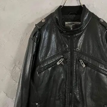 90s 라이더 가죽 자켓 가죽 느낌 풀 집업 에폴렛 HD3